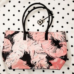 Kate Spade Pink and Black Feather Tote